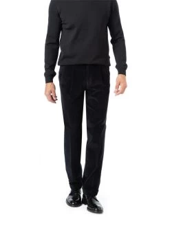 Bundfaltenhose Morello-U, Classic Fit, Cord, Schwarz