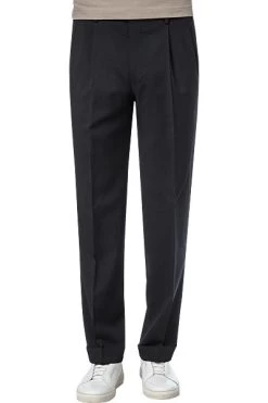 Bundfaltenhose Milano-U, Classic Fit, Schurwolle, Schwarz