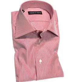 Hemd, Slim Fit, Popeline, Rot-weiß Gestreift