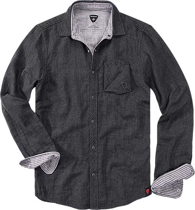 Hemd, Shaped Fit, Baumwolle Doubleface, Schwarz