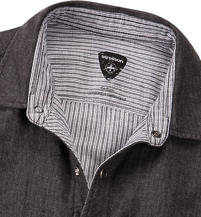 Hemd, Shaped Fit, Baumwolle Doubleface, Schwarz – Bild 3