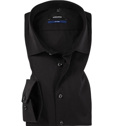 Seidensticker Hemd, Shaped Fit, Popeline, Extra Langer Arm, Schwarz