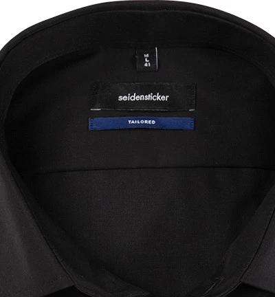 Seidensticker Hemd, Shaped Fit, Popeline, Extra Langer Arm, Schwarz – Bild 2