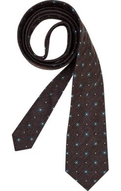 Krawatte, Seide, Braun-petrol Gemustert