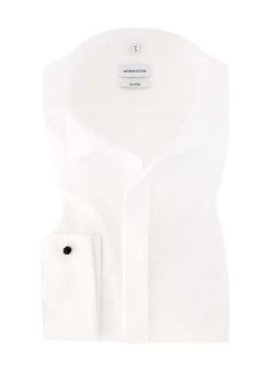 Seidensticker Smokinghemd, Shaped Fit, Popeline, Weiß