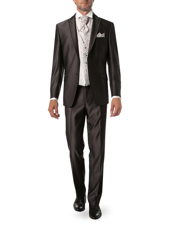 Anzug, Slim Line, Wolle, Braun