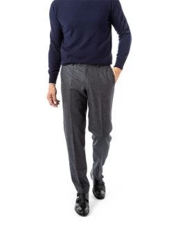 Hose Piacenza, Regular Fit, Flanell, Anthrazit Meliert