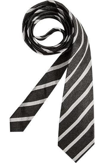 Krawatte, Seide, Anthrazit-silbergrau Gestreift