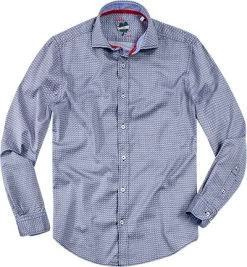 Hemd, Slim Fit, Popeline, Blau Gemustert