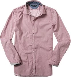 Marc O'Polo Hemd, Shaped Fit, Popeline, Karmesinrot Gemustert
