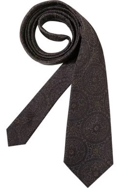 Krawatte, Seide, Braun-dunkelblau Gemustert