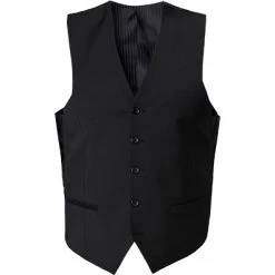 Weste, Slim Fit, Schurwoll-Stretch, Schwarz