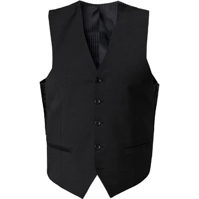 Weste, Slim Fit, Schurwoll-Stretch, Schwarz