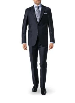 Digel Anzug Mit Weste, Plastron Mit Einstecktuch, Modern Fit, Schurwolle, Nachtblau