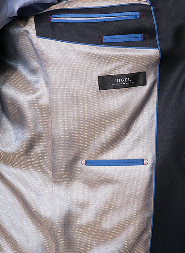 Digel Anzug Mit Weste, Plastron Mit Einstecktuch, Modern Fit, Schurwolle, Nachtblau – Bild 5