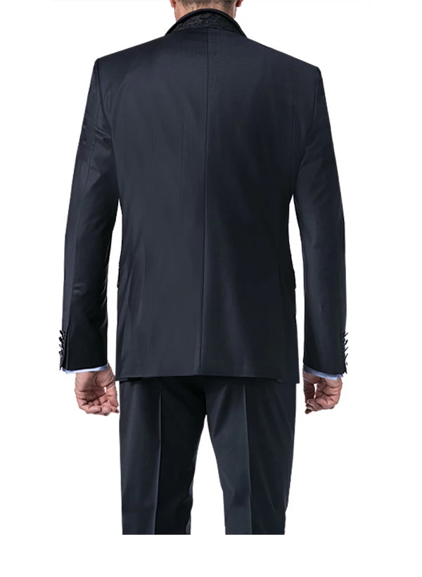 Digel Anzug Mit Weste, Plastron Mit Einstecktuch, Modern Fit, Schurwolle, Nachtblau – Bild 4