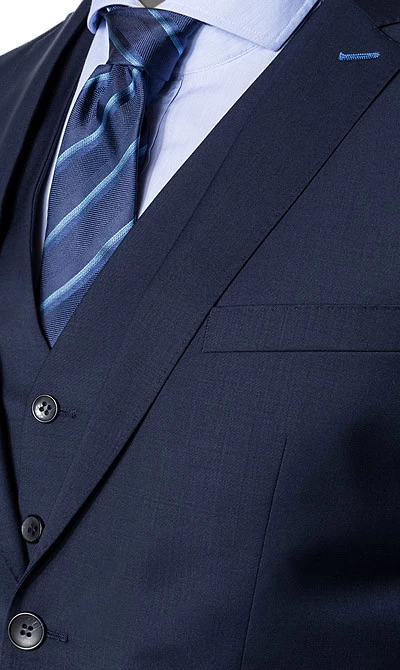 Anzug Mit Weste, Slim Fit, Schurwolle, Marine – Bild 8