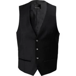 ROY ROBSON Weste, Extra Slim Fit, Schurwolle, Schwarz