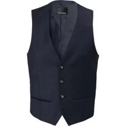 ROY ROBSON Weste, Extra Slim Fit, Schurwolle, Nachtblau Meliert