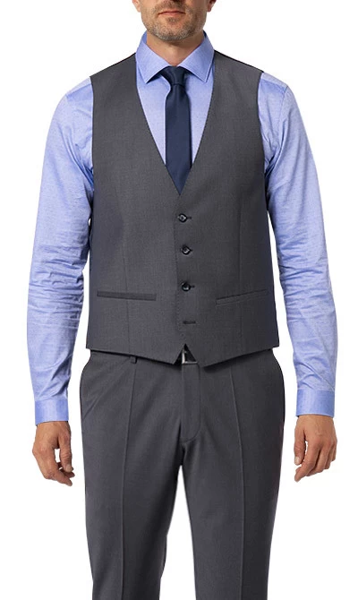 ROY ROBSON Anzug Mit Weste, Slim Fit, Schurwolle, Mittelgrau Meliert – Bild 7