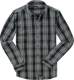 Strellson Hemd, Slim Fit, Baumwolle, Schwarz-grau Kariert