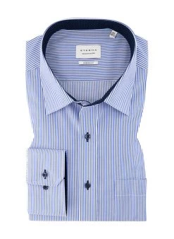 Eterna Hemd, Modern Fit, Baumwolle, Blau Gestreift