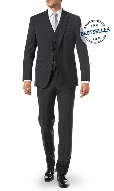 ROY ROBSON Anzug Mit Weste, Regular Fit, Schurwolle Super110 REDA, Anthrazit Meliert