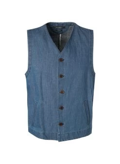 Marc O'Polo Weste, Shaped Fit, Baumwolle-Leinen, Blau