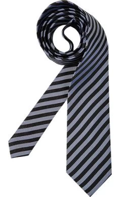 Bugatti Krawatte, Seide, Schwarz-grau Gestreift