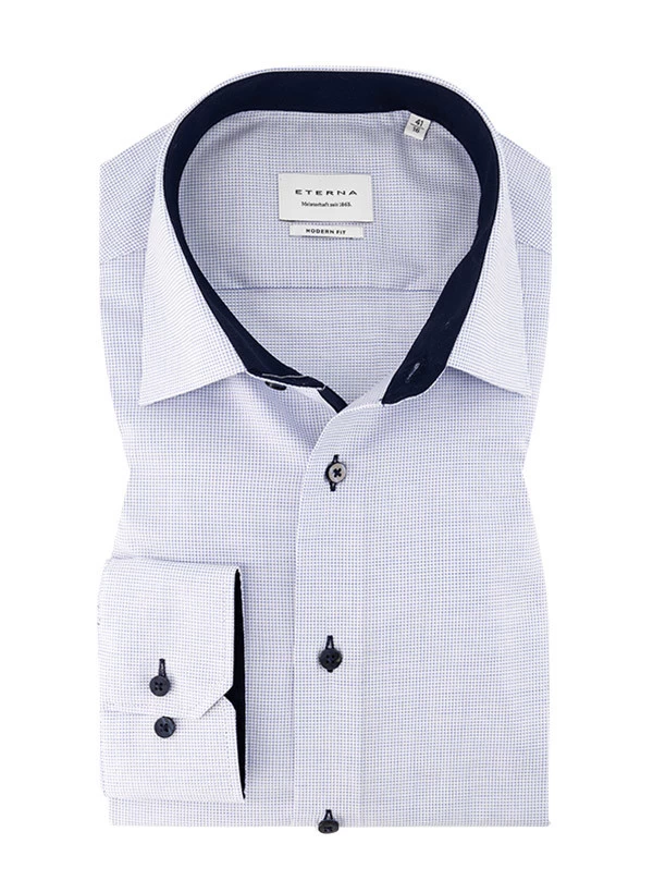Eterna Hemd, Modern Fit, Baumwolle, Extra Langer Arm, Bleu-weiß Meliert