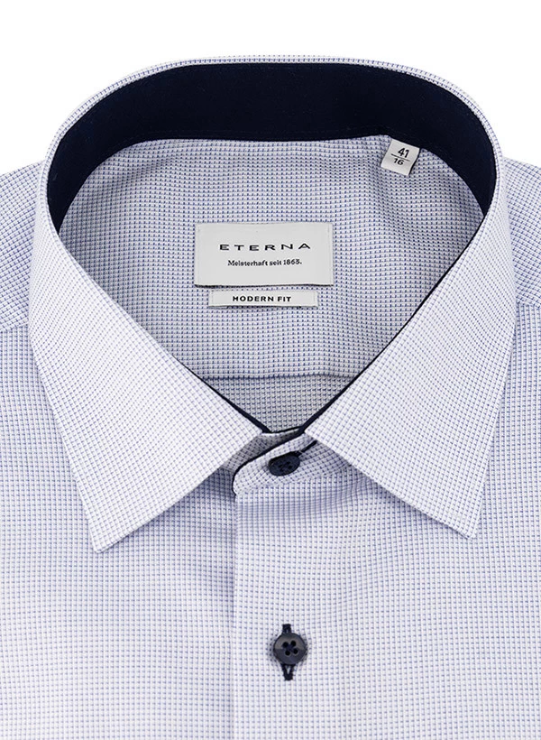 Eterna Hemd, Modern Fit, Baumwolle, Extra Langer Arm, Bleu-weiß Meliert – Bild 2