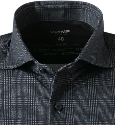 OLYMP Hemd, Body Fit, Jersey Geruchshemmend, Schwarz Kariert – Bild 2