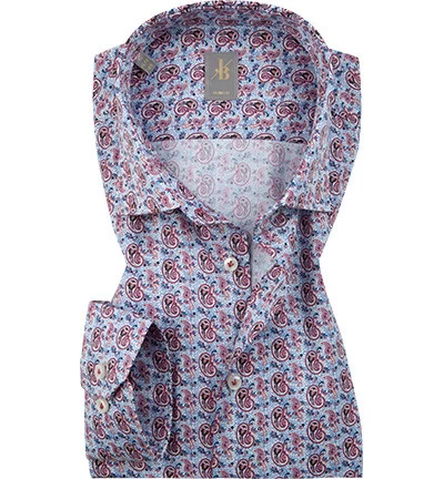 Hemd, Slim Fit, Popeline, Rot-blau Gemustert