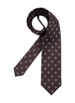 OLYMP Krawatte, Seide, Braun Gemustert