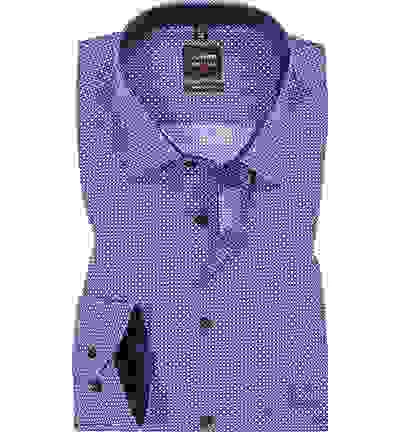 OLYMP Hemd, Body Fit, Popeline, Extra Langer Arm, Blau Gemustert – Bild 4