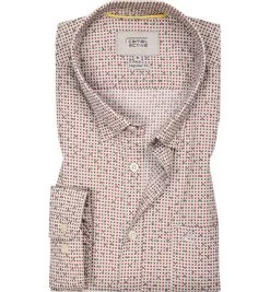 Camel Active Hemd, Regular Fit, Popeline, Orange Gemustert