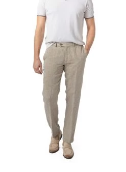 Hose Parma, Regular Fit, Reines Leinen, Steingrau