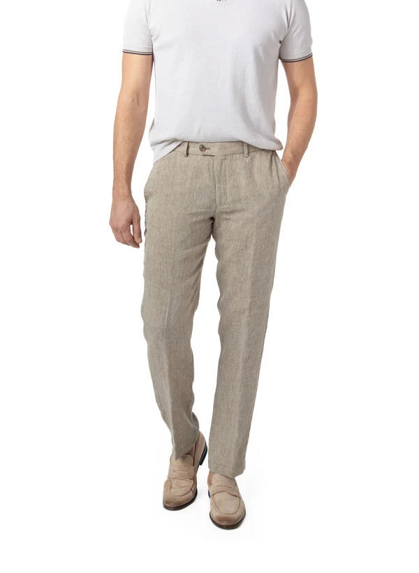 Hose Parma, Regular Fit, Reines Leinen, Steingrau