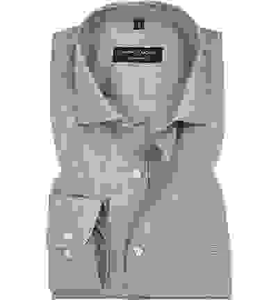 Hemd, Modern Fit, Popeline, Extra Langer Arm, Hellgrau Meliert – Bild 4