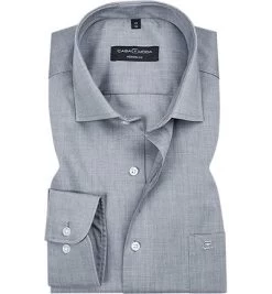 Hemd, Modern Fit, Popeline, Extra Langer Arm, Hellgrau Meliert