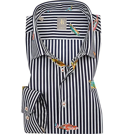 Hemd, Slim Fit, Popeline, Nachtblau-weiß Gestreift