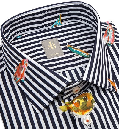 Hemd, Slim Fit, Popeline, Nachtblau-weiß Gestreift – Bild 2