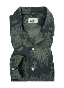 Hemd, Popeline, Khaki Gemustert