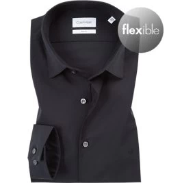 Calvin Klein Hemd, Slim Fit, Popeline, Schwarz