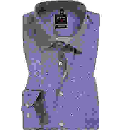 OLYMP Hemd, Body Fit, Baumwolle, Extra Langer Arm, Marineblau Gemustert – Bild 4