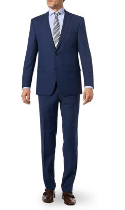 CARL GROSS Anzug, Modern Fit, Schurwolle Super100, Blau Meliert