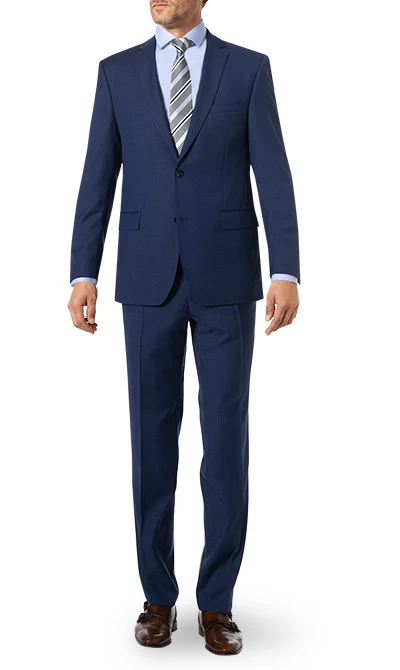 CARL GROSS Anzug, Modern Fit, Schurwolle Super100, Blau Meliert