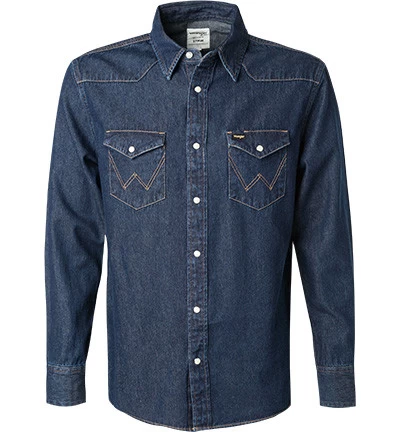 Wrangler Jeanshemd, Regular Fit, Baumwolle, Dunkelblau