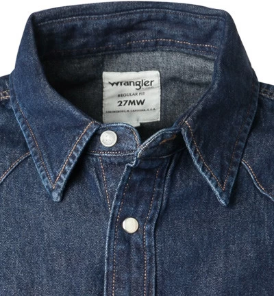 Wrangler Jeanshemd, Regular Fit, Baumwolle, Dunkelblau – Bild 4