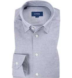 ETON Hemd, Baumwoll-Piqué, Navy Meliert